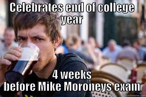 CELEBRATES END OF COLLEGE YEAR 4 WEEKS BEFORE MIKE MORONEYS EXAM Lazy College Senior
