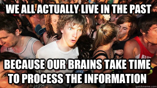 We all actually live in the past because our brains take time to process the information - We all actually live in the past because our brains take time to process the information  Sudden Clarity Clarence