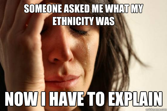 Someone asked me what my ethnicity was Now I have to explain  First World Problems