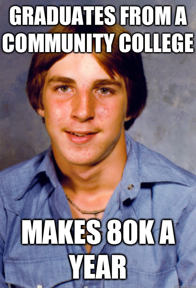 Graduates From a Community College Makes 80K a year  Old Economy Steven