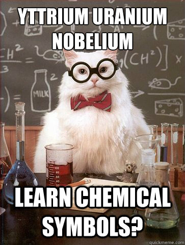 Yttrium Uranium Nobelium Learn chemical symbols?  Science Cat