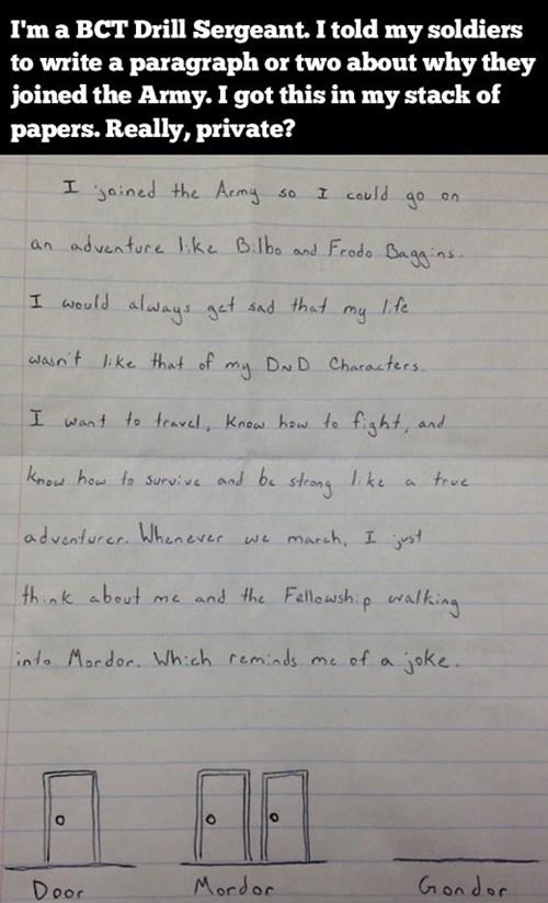 Soldiers wrote paragraphs about why they joined the army. Here's the best one... -   Misc