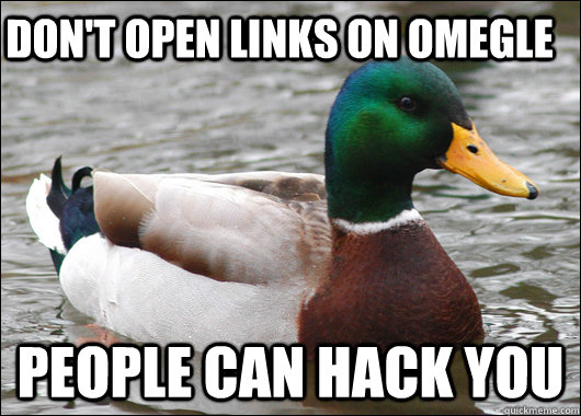 don't open links on omegle people can hack you   Actual Advice Mallard