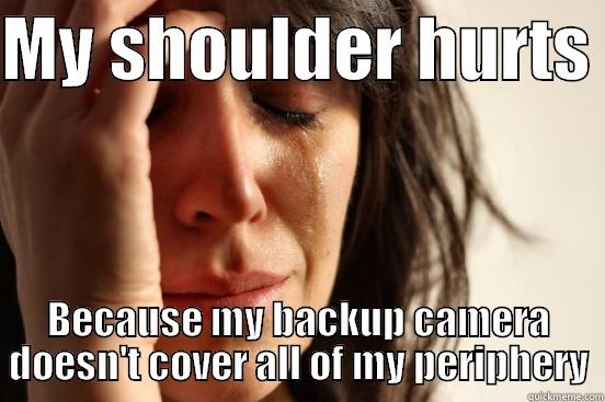 MY SHOULDER HURTS  BECAUSE MY BACKUP CAMERA DOESN'T COVER ALL OF MY PERIPHERY First World Problems