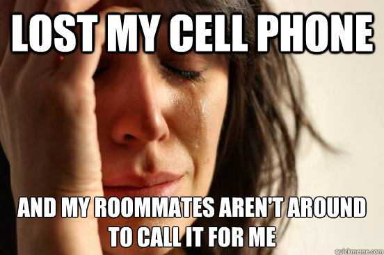 lost my cell phone and my roommates aren't around to call it for me - lost my cell phone and my roommates aren't around to call it for me  First World Problems