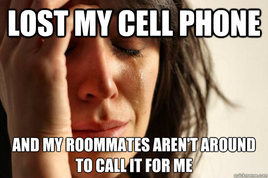 lost my cell phone and my roommates aren't around to call it for me  First World Problems