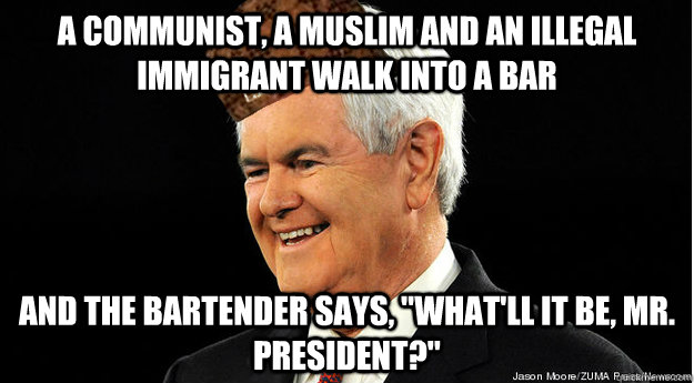 A communist, a muslim and an illegal immigrant walk into a bar and the bartender says, 