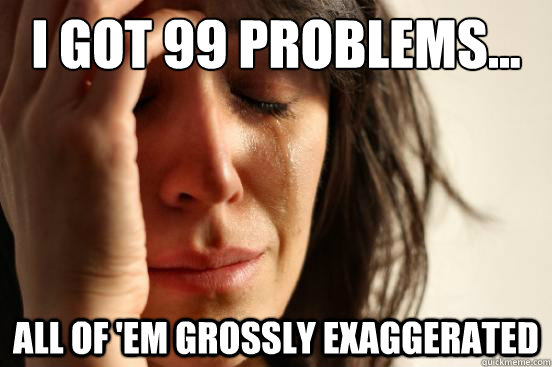 I GOT 99 PROBLEMS... ALL OF 'EM GROSSLY EXAGGERATED  First World Problems