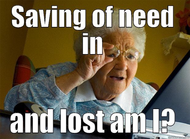 SAVING OF NEED IN AND LOST AM I? Grandma finds the Internet