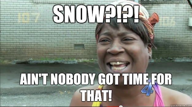 snow?!?! Ain't nobody got time for that! - snow?!?! Ain't nobody got time for that!  Sweet Brown