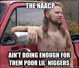 The NAACP ain't doing enough for them poor lil' niggers  racist redneck