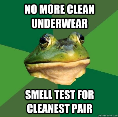 No more clean underwear smell test for cleanest pair  Foul Bachelor Frog