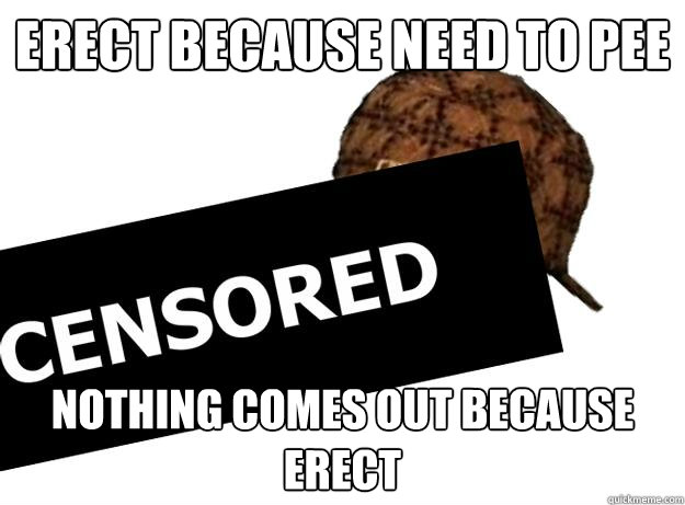 Erect because need to pee Nothing comes out because erect  Scumbag Penis