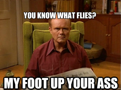 my foot up your ass YOU KNOW WHAT FLIES?   