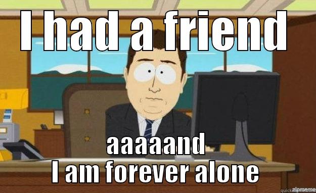 I HAD A FRIEND AAAAAND I AM FOREVER ALONE aaaand its gone