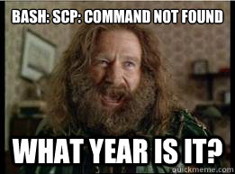 bash: scp: command not found
 What year is it?  What year is it