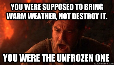 You were supposed to bring warm weather, not destroy it.  You were the unfrozen one  Epic Fucking Obi Wan