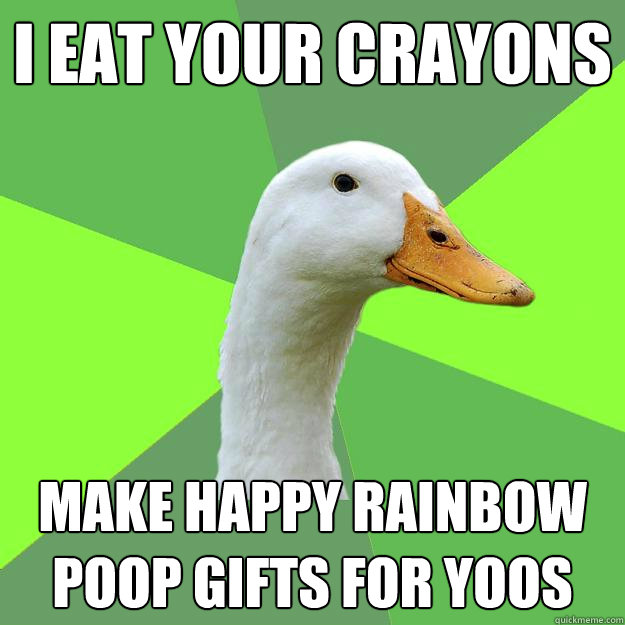 I eat your crayons make happy rainbow poop gifts for yoos - I eat your crayons make happy rainbow poop gifts for yoos  Biology Student Duck