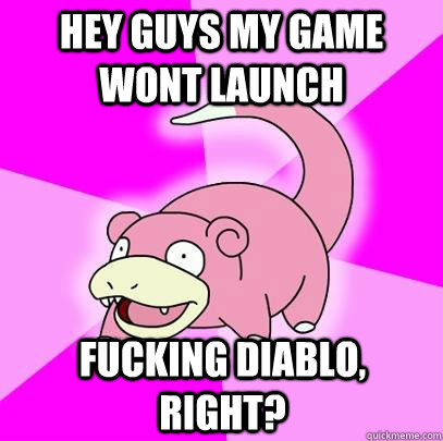 Hey guys my game wont launch fucking diablo, right?  Slowpoke