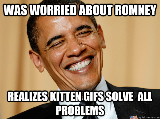 Was worried about Romney Realizes Kitten Gifs Solve  all Problems  