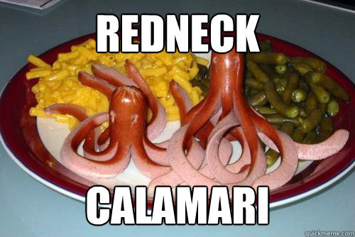 redneck calamari  Hot dog