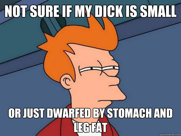 not sure if my dick is small or just dwarfed by stomach and leg fat  Futurama Fry