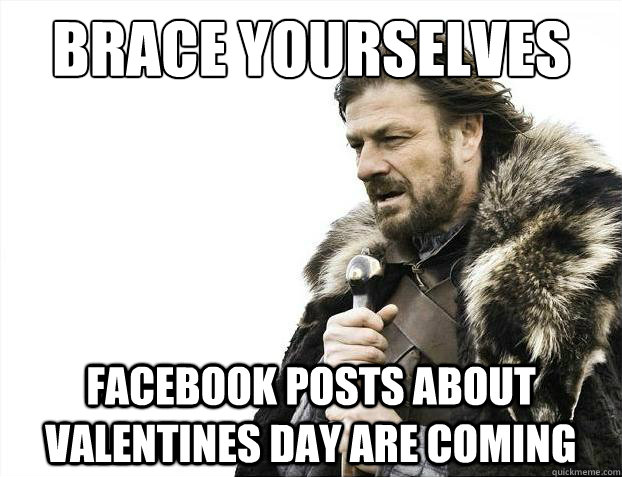 Brace yourselves Facebook Posts about valentines day are coming  Brace Yourselves - Borimir