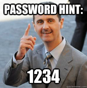 Password hint: 1234  Password Bashar