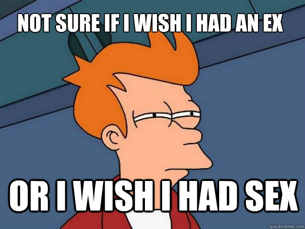 not sure if i wish i had an ex or i wish i had sex - not sure if i wish i had an ex or i wish i had sex  Futurama Fry