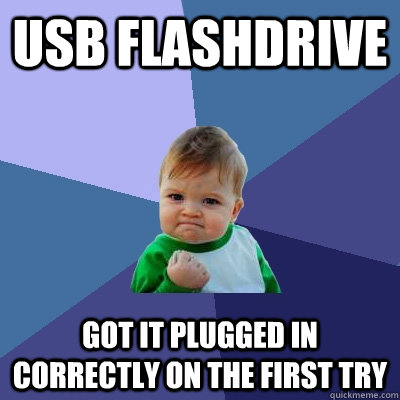 USB FLashdrive Got it plugged in correctly on the first try  Success Kid