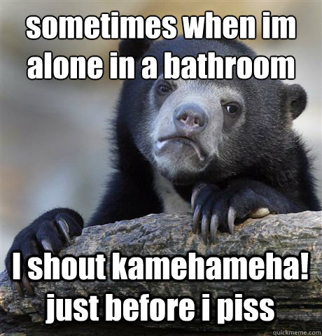 sometimes when im alone in a bathroom I shout kamehameha! just before i piss  Confession Bear