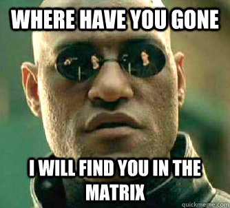 Where have you gone I will find you in the matrix  What if I told you