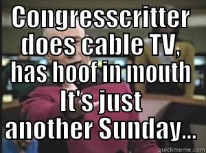 The sunday talk shows - CONGRESSCRITTER DOES CABLE TV, HAS HOOF IN MOUTH IT'S JUST ANOTHER SUNDAY... Annoyed Picard