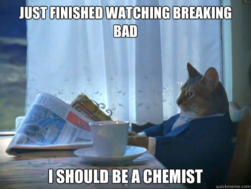 Just finished watching breaking bad I should be a chemist  The One Percent Cat