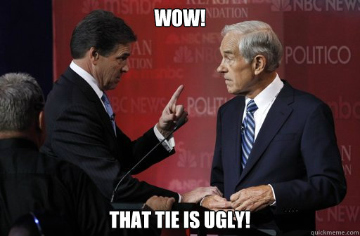 Wow! That Tie is Ugly!  Unhappy Rick Perry
