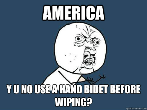 AMERICA y u no USE A HAND BIDET BEFORE WIPING?  Y U No
