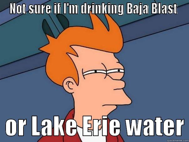 NOT SURE IF I'M DRINKING BAJA BLAST   OR LAKE ERIE WATER Futurama Fry