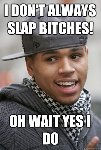 I don't always slap bitches! Oh wait yes I do - I don't always slap bitches! Oh wait yes I do  Chris Brown