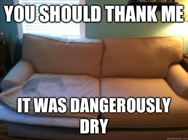 you should thank me it was dangerously dry  
