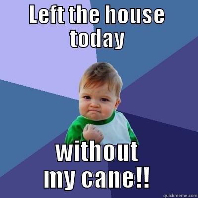 LEFT THE HOUSE TODAY WITHOUT MY CANE!! Success Kid