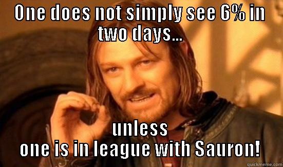 ONE DOES NOT SIMPLY SEE 6% IN TWO DAYS... UNLESS ONE IS IN LEAGUE WITH SAURON! Boromir