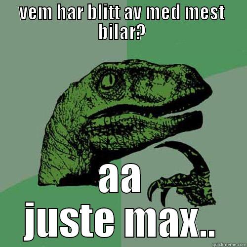 VEM HAR BLITT AV MED MEST BILAR? AA JUSTE MAX.. Philosoraptor