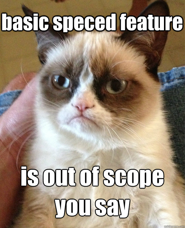 basic speced feature is out of scope
you say  Grumpy Cat