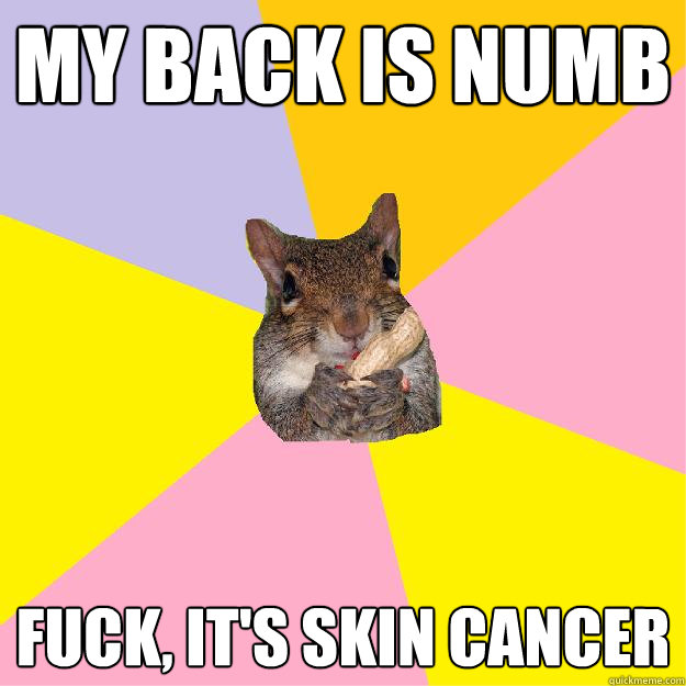 My back is numb Fuck, it's skin cancer   Hypochondriac Squirrel