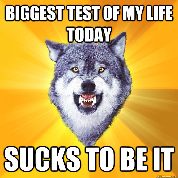biggest test of my life today sucks to be it  Courage Wolf