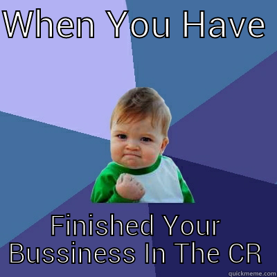 WHEN YOU HAVE  FINISHED YOUR BUSSINESS IN THE CR Success Kid