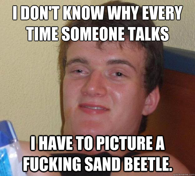 i don't know why every time someone talks i have to picture a fucking sand beetle.  10 Guy