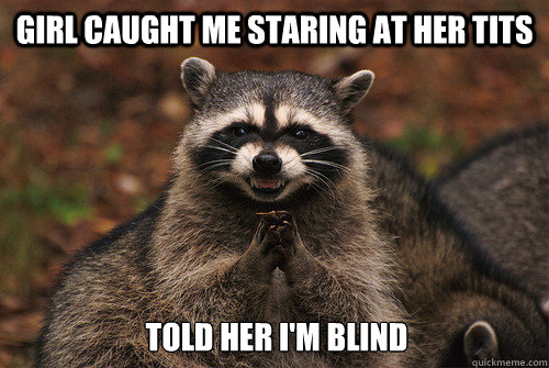 Girl caught me staring at her tits told her i'm blind  Insidious Racoon 2