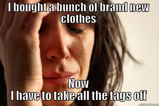 I BOUGHT A BUNCH OF BRAND NEW CLOTHES NOW I HAVE TO TAKE ALL THE TAGS OFF First World Problems