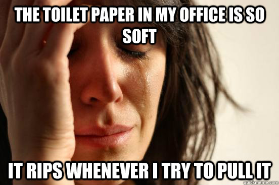 the toilet paper in my office is so soft it rips whenever i try to pull it  First World Problems